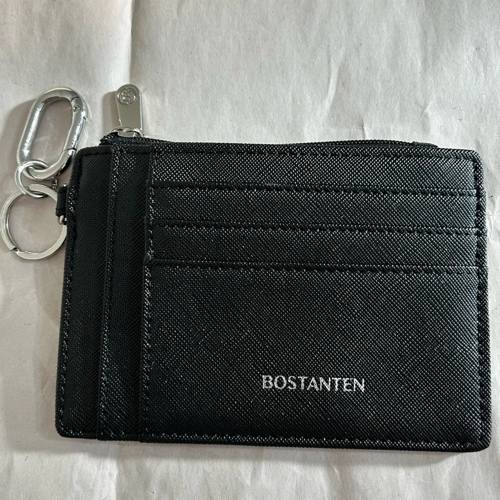 BOSTANTEN Black Card Holder with Key Ring